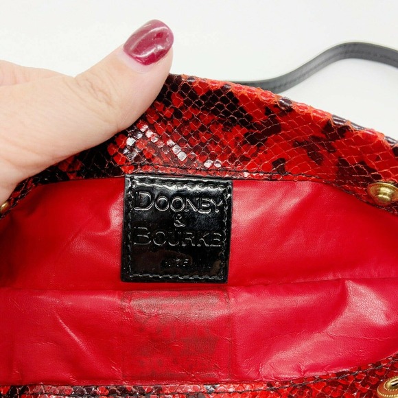 Dooney and Bourke Shoulder Bag Red Snakeskin - Picture 8 of 11